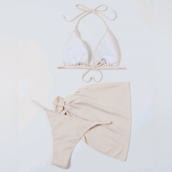 3 Piece Galetian Cream Bikini Set (L) - Picture 6 of 7